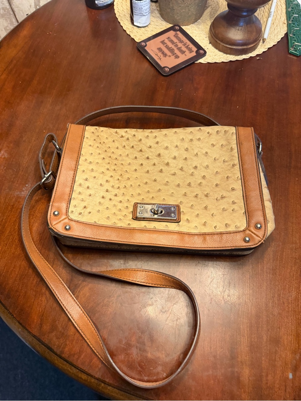 Crossbody Faux Ostrich Purse